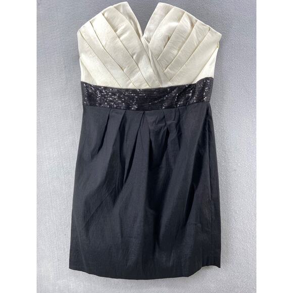 Calvin Klein Dress Sz 8 Sleeveless Black‎ White Fit Flare Cocktail Party - Picture 1 of 12